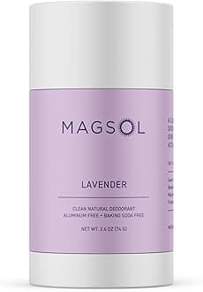 MAGSOL Magnesium Deodorant for Women, Aluminum Free, Baking Soda Free, Natural Deodorant for Sensitive Skin, Long Lasting Odor Protection with Sweet Almond Oil, Lavender 2.6 oz