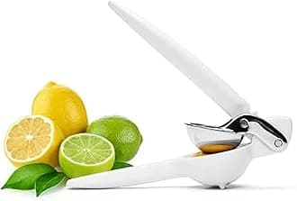 FreshForce Lemon Squeezer Citrus Juicer, Manual Hand Press with Dual-Gear Power for Maximum Juice Extraction, Durable, Baking White
