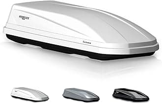 Exclusive Rooftop Cargo Box Carrier Large 17.7 Cubic Feet Car Top Mount Travel Luggage Storage, Dual Side Opening, 130 Lbs Weight Capacity, Extra Keys, Straps (White)