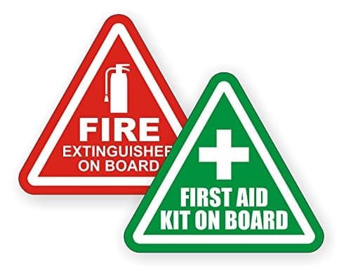 3" Fire Extinguisher | First Aid Kit on Board Vinyl Decals | Stickers | Labels Pair