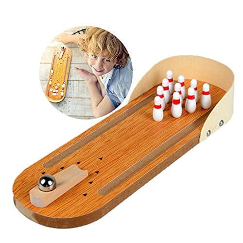 Mini Wooden Bowling Game Tabletop Set Early Development Educational Kids Toys Stress Relief Puzzle Toy Party Home School