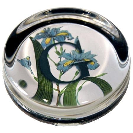 “G” – Small Round Glass Paperweight