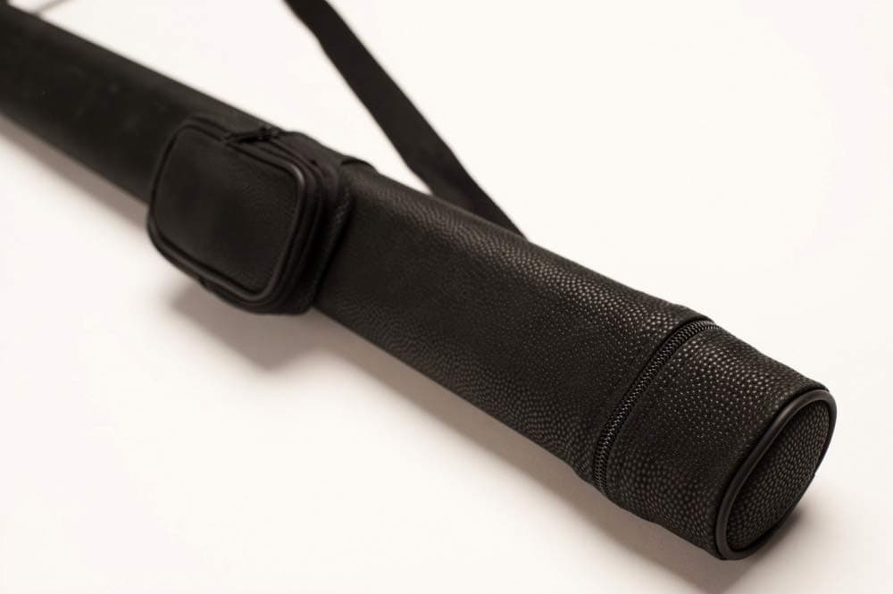 BLACK HARD TUBE CUE CASE for 57" SPLIT POOL or SNOOKER CUE with POCKET for Chalk