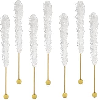 Fruidles White Rock Candy Lollipops Pops Candy Suckers, 6.5" (3-Pack)