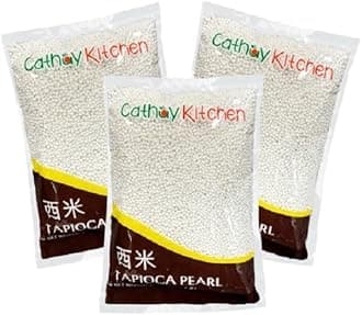 Sago Tapioca Pearls from Cassava | Best for Bubble Boba Milk Tea, Non-GMO Certified, Gluten-Free, Desserts Sago Ball, Soup, or Sauce Thickening 12 Oz Per Pack (3 Pack)