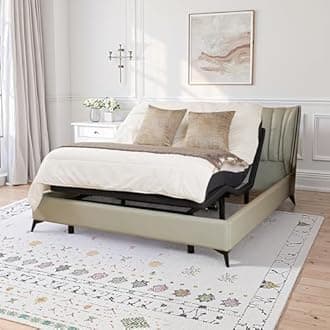 HIGREENA Adjustable Bed Frame Queen Size, Bed Base with Massage, USB Ports & Under-Bed Night Light, Adjustable Bed Base with Storage Pocket, Wireless Remote Control, Zero Gravity