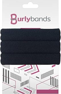 Burlybands Large Hair band, scrunchies for Thick Heavy or Curly Hair. No Slip No Damage Seamless Ponytail Holders Scrunchies Sports Thick Hair Ties (Black 3pcs)