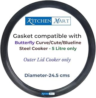 Kitchen Mart Gasket compatible with Butterfly Outer Lid Pressure cooker (For Steel Cookers, 5 Litres)