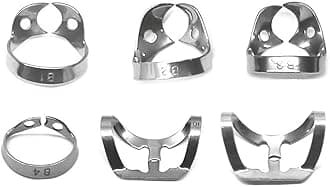 MEDSPO Professional Dental Rubber Dam Clamps | Endodontic Hygenic Brinker Universal Retractors| Tissue Gingival Lower Molars | Restorative Instruments Tools CE (Set of 6 Clamps - B1 to B6)