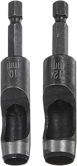 HARFINGTON 2pcs 10mm,12mm Leather Hollow Hole Punch 1/4" Hex Shank for Drills, Belt Hole Punch Punching Cutter Tool for Leathercraft Working
