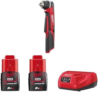 Milwaukee C12RAD-202C M12 Compact Right Angle Drill with 2 x 2.0Ah Li-ion Batteries/ BMC/ Charger