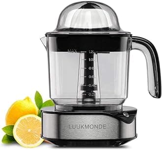 LUUKMONDE Electric Citrus Juicer - 1.2L Capacity Orange Juicer with Powerful Motor and LED Light - Ideal for Oranges, Lemons, Limes, Grapefruits - D-8020A, Black