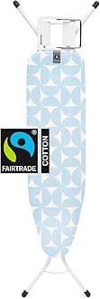 Brabantia Size A Compact Small Ironing Board (43x12 in) 7 Height Options, Adjustable Steam Iron Rest Holder (Fresh Breeze) Non-Slip Feet, Anti-Collapse Child Locks