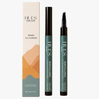 Fill & Grow Beard Filler for Men | With Fenugreek Growth Extract | Waterproof, Smudge-Proof & Long-Lasting | Natural Hair-Like Finish for Patchy Beards | حشو اللحية للرجال (Brown)