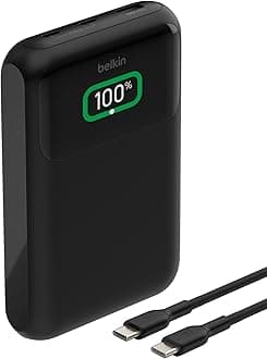 Belkin BoostCharge 3-Port Laptop Power Bank 20K with USB-C & USB-A Ports, Fast Charge USB-C Power Delivery, Portable Charger for MacBook, iPhone 17, 16 Series, iPad Pro, Galaxy S25 & More - Black
