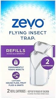 ZEVOFlying Insect Refills for Indoor Light Trap: Light Trap Refill Cartridges Capture Fruit Flies, Gnats and Houseflies (2 Refill Cartridge)