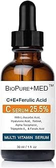 BioPureMED 25% Vitamin CE+Ferulic Acid Serum for Face: Anti Wrinkle Serum Retinol 22, Hyaluronic Acid Best Organic Korean Skin Care Vitamin C Serum/Face Moisturizer