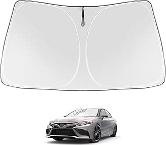 Front Windshield Sun Shade Foldable Sunshade Protector Custom Fit 2023 2022 2021 2020 2019 2018 Toyota Camry LE XLE Hybrid SE XSE Sedan Accessories 2022 Upgrade, Silver & Black