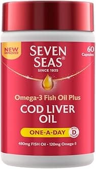 Seven Seas Cod Liver Oil One-A-Day Omega-3 Fish Oil and Vitamin D, 60 Capsules, 2 Months Supply