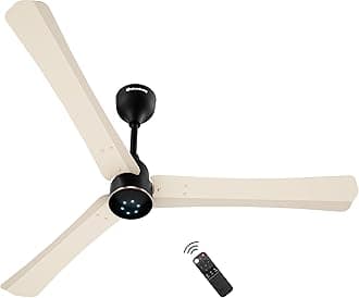 Renesa Halo Smart Alexa Enabled 1200mm BLDC Ceiling Fan with Remote | BEE 5 star| High Air Delivery | Low noise | LED Speed Indicator |Sleek Design | | 3 Year Warranty | Seasand Ivory & Black
