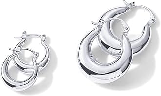 PAVOI 14K Gold Plated 925 Sterling Silver Posts Oval Chunky Hoop Earrings for Women - Trendy Statement Thick Gold Hoops - Lightweight Dangle Earrings