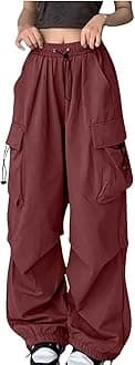 Cargo Pants Women High Waisted Baggy Fashion Streetwear Y2k Drawstring Trousers Outdoor Workout Wide Leg Hiking Pants