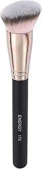 Buffing Brush by ENERGY Angled Kabuki Makeup Brush Soft Synthetic for Applying Powders Blusher Bronzer Contours Highlighter Foundation, Sculpting, Blending, Buffing Powder, Liquid, Cream, Mineral Makeup 170 (Black-Large)
