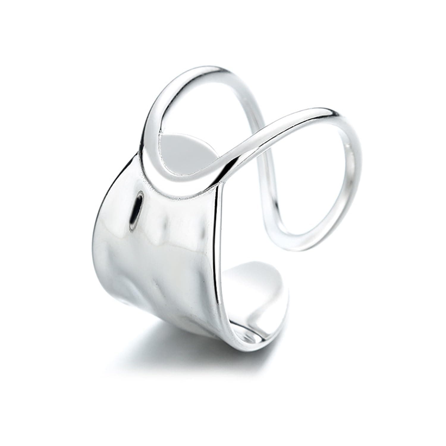 Handmade Rings 925 Sterling Silver Band Ring Adjustable Open Knuckle Rings Thumb Ring Statement Rings for Women Minimalist Jewelry