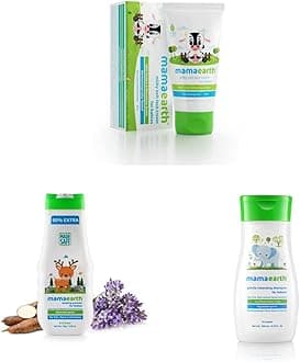 Mamaearth Milky Soft Natural Baby Face Cream for Babies 60mL & Dusting Powder with Organic Oatmeal & Arrowroot Powder & Gentle Cleansing Baby Shampoo : New Borns, Babies and Kids (0-5 Years)