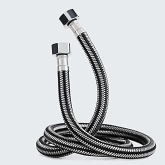 Stainless Steel Braided Hose Flexible Water Plumbing Pipe Bathroom Kitchen Sink Hot Cold Water Inlet Hoses for Toilet/Taps G1/2 X G1/2 50CM Long
