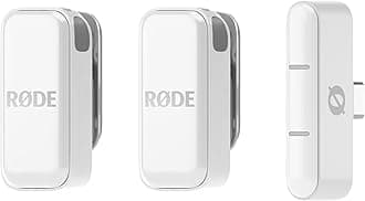 RØDE Wireless Micro - Compact Wireless Microphone, Two Mics with Charge Case for Smartphone Content Creation - USB-C, White