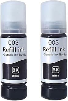 003 Black Premium Refill Ink for Epson L3110, L3150, L3250, L3252 L3115, L3116, L3101, L3210, L3215, L3216, L3151, L3152, L3156, L5190 Printer B 2BK (J1)