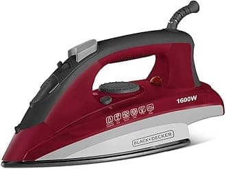 Black+Decker Steam Iron | 1600 Watt, 330 ml, 2 Yrs Warranty | Iron for Clothes, Iron Box, Steam Press, Steam Iron Press with Anti Drip, Non-Stick Ceramic Sole (Red+White)