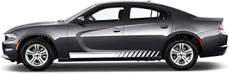 Vinyl Car Side Skirt Decals Compatible for Dodge Charger Side Body Racing Stripes Sticker Stripe Graphics Door Decoration Racing Accessories (gloss white)