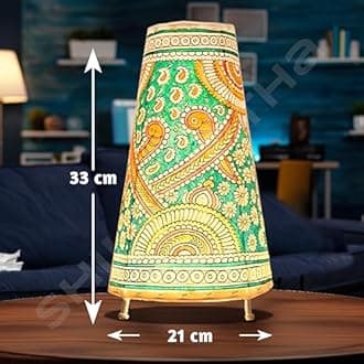 Handicraft Leather Table Lamp for Home Decoration | Handmade Side Table Lamp Shade for Bedroom Decor | Decorative Festival Gift for Living Room, Desk, Spiritual Décor | Jewel and Décor