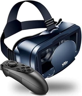 5~7 Inch VRG Pro 3D VR Glasses Virtual Reality Full Screen Visual Wide Angle VR Glasses Box for 5 to 7 Inch Smartphone Glasses with Bluetooth Remote Control (Black Basic) (Basic)