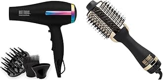 Professional Rainbow Turbo Ceramic Hair Dryer | 1875W Powerful and Quiet Blowouts & 24K Gold One-Step Hair Dryer and Volumizer | Style and Dry, Professional Blowout with Ease
