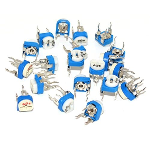 13 Value 100 - 1M Ohm Blue White Horizontal Trimmer Resistor Potentiometer, 65 Pcs Resistor Potentiometer Assortment Kit