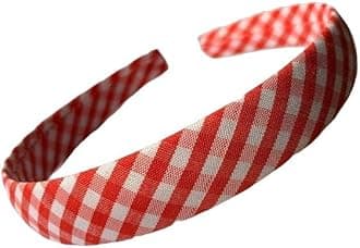 Gingham Hair Accessories for School Alice Band Slim Headband Scrunchy Clips (Red BIG Gingham Check School Alice Headband 2cm wide)