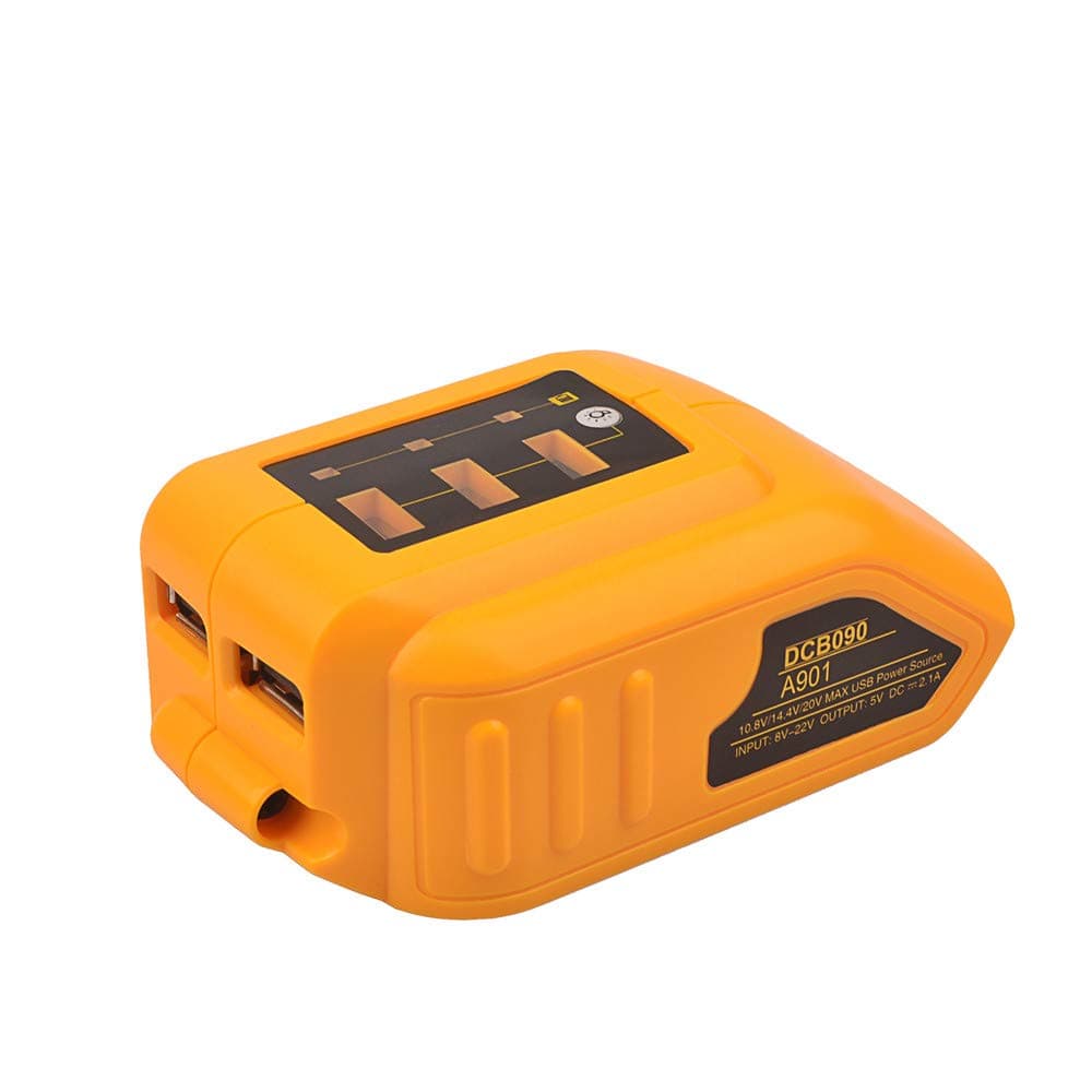 DCB090 12V/20V Max USB Power Source for DEWALT Converters Adapter XR MAX 10.8v 12V 14.4V 18V 20V Lithium Battery DCB120, DCB121, DCB140, DCB18,DCB203,DCB200 (USB Adapter for Dewalt)