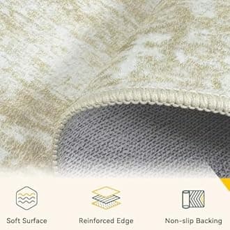 Washable Area Rugs 5'x7' Non-Slip Modern Abstract Soft for Living Room Entryway Bedroom Nursery, Print Pattern, Beige Cream Brown