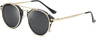 Dollger Double Lens Clip On Sunglasses Non-flip Lens Round Steampunk Style Glasses for Men Women