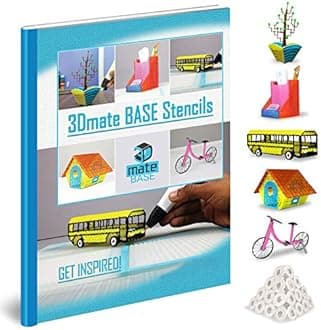 3D Pen Paper Stencils for Flower Pot, Pen Holder, School Bus, Bird House, Bicycle - Compatible with 3Dmate Base 3D Pen (Mat Not Included)