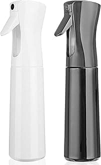 JAMUNESH ENTERPRISE Continuous Mist Spray Bottle 300ml Empty Ultra Fine Plastic Water Mist Sprayer – For Hairstyling, Cleaning, Salons, Plants, Essential Oil Scents & More (2 Pcs Black/White)