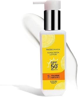 Sunscreen Lotion, 100ml | SPF 50 PA+++ | Oily Protects From UVA & UVB Rays | 1% Hyaluronic Acid & Vitamin C | Lightweight | No White Cast | Natural Radiant Glow| No Alcohol | No Parabens