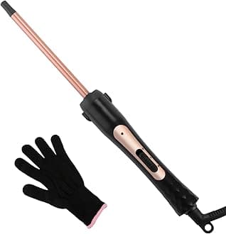 3/8 Inch Curling Wand Iron Small Curling Wand Tight Curls Tourmaline Ceramic Barrel for Short & Long Hair Skinny Wand Curler Styler with Clampless 350°F/410°F Temperature Adjustable