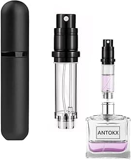 Perfume Travel Refillable Bottle Atomiser - 5ML ANTOKX Perfume Atomizer, Perfume Refill Bottle, Leakproof Portable Perfume Sprayer for Women and Men (Black)