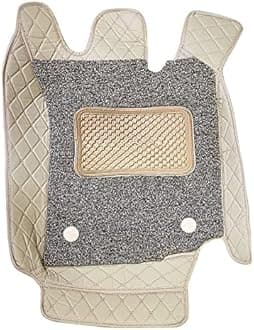 KINGSWAY® Polo Cross 7D Car Mat for (Year 2010 to 2022), Compatible with Volkswagen Polo Cross Car Floor Mats, Complete Set of 3 Pieces, Top-Notch PU Leatherette 7D Foot Mats, Washable, Beige