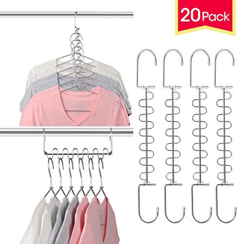 Metal Space Saving Hangers 12 Slots New Version Hanger Magic Cascading Hanger Closet Wardrobe Clothes Organizer(20 Pack)