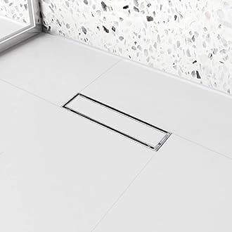 Elefloom Linear Shower Drain, Shower Drain 12 inch with Tile Insert 2-in-1 Panel, Brushed AISI 304 Stainless Steel Shower Drain, Linear Drain with Hair Strainer and Adjustable Feet
